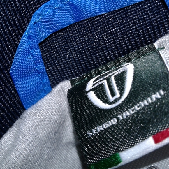 Sergio Tacchini Italy tennis Full Zip Track Jacket Size S retro gray lined blue - Picture 8 of 8